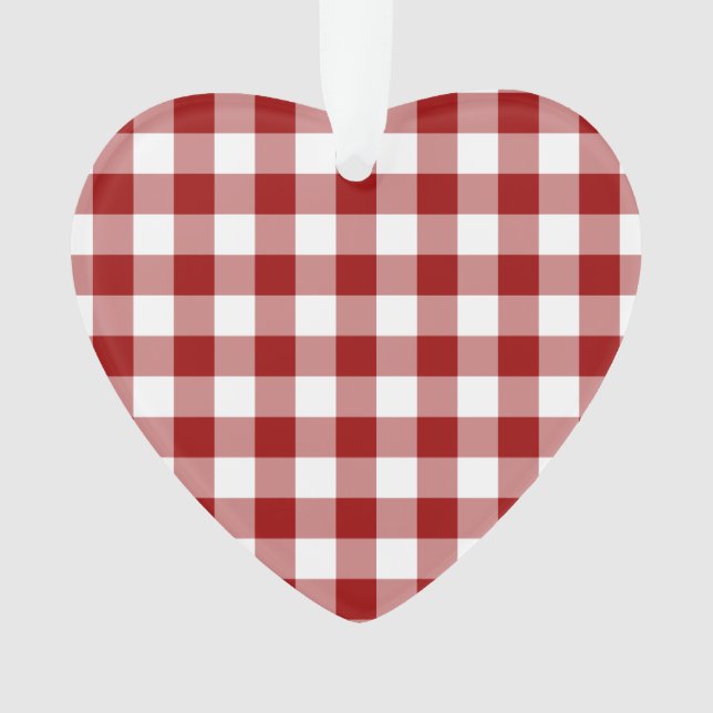 Red and White Gingham Pattern Ornament (Vorderseite)