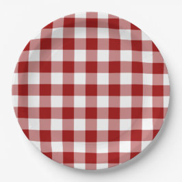 Red and White Gingham Pattern Pappteller
