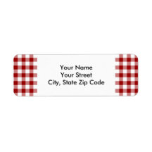 Red and White Gingham Pattern Rücksendezeichen