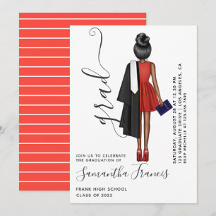 Red and White Girl Graduation Party Einladung