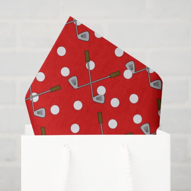 Red And White Golf Balls And Clubs Seidenpapier (Geschenktüte)