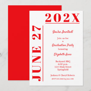 Red and White Graduation Party Einladung