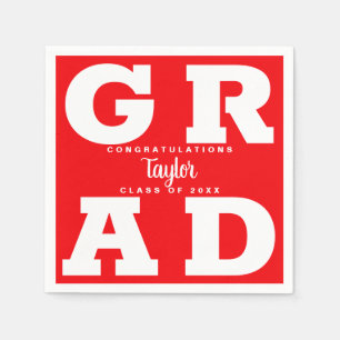 Red and White Graduation Party Serviette