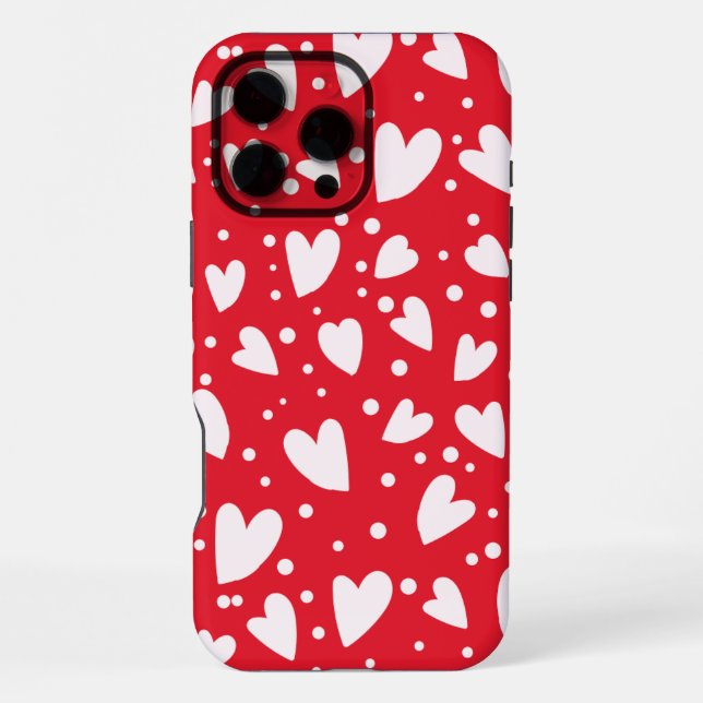 Red and White Heart Pattern | Cute Valentine Love  iPhone Hülle (Rückseite)