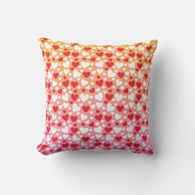 Red and White Hearts Pattern Throw Pillow Kissen (Vorderseite)