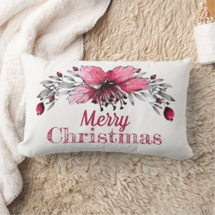 Red and White Holly Frohe Weihnachten Lendenkissen