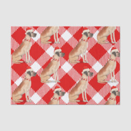 Red and White Kariert Great Dane Weihnachten Seidenpapier