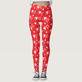 Red and White LOVE Script Leggings