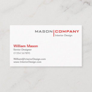 Red and White Minimalistic Business Card Visitenkarte