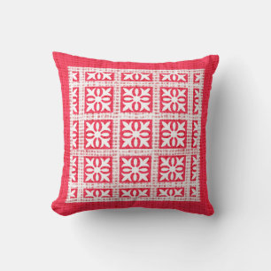 Red and White Muster Burlap Textur Urlaub Kissen