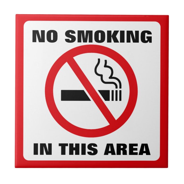 Red and White No Smoking Fliese (Vorderseite)