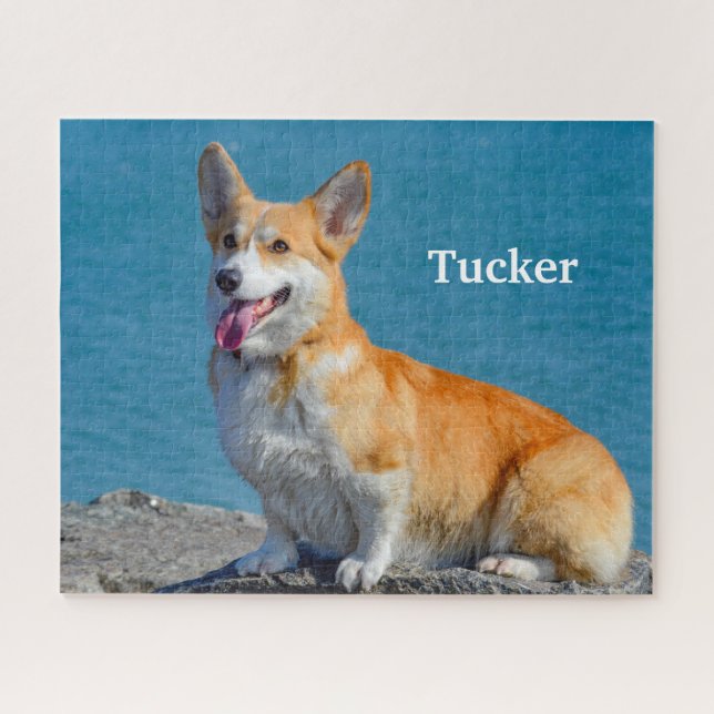 Red and White Pembroke Welsh Corgi Puppy Dog Jigsa Puzzle (Horizontal)