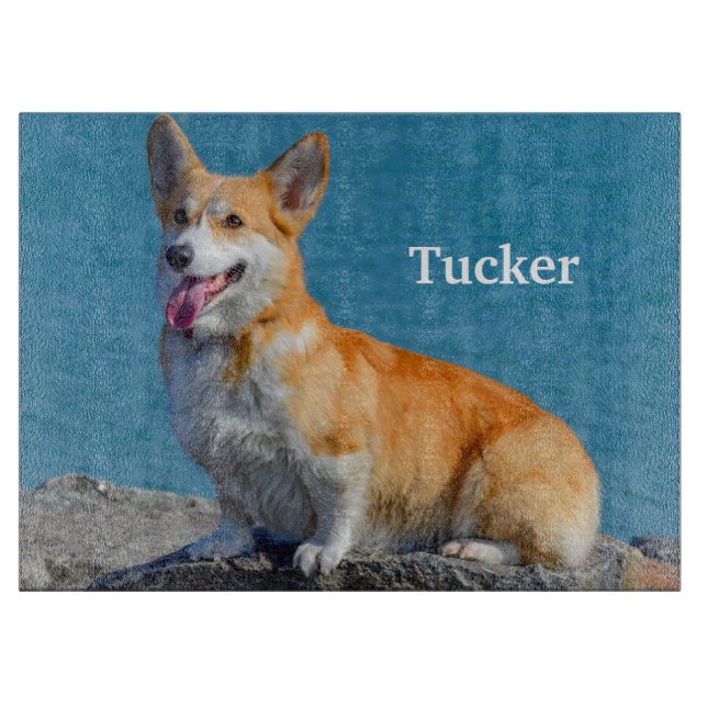 Red and White Pembroke Welsh Corgi Puppy Dog Schneidebrett (Vorderseite)