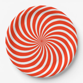 Red and White Peppermint Candy Holiday Paper Plate Pappteller