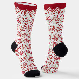 Red and White Peppermint Swirl Candy Socken