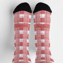 Red and White Plaid, Text on Foot Socken