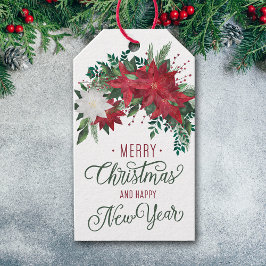 Red and White Poinsettia Bouquet Holiday Geschenkanhänger