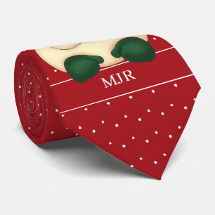 Red and White Polka Dot Santa Monogrammed Krawatte