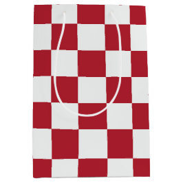 Red and White Retro Check Holiday Mittlere Geschenktüte