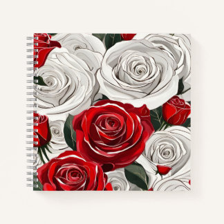 Red and White Rose Beauty Notizbuch