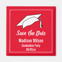 Red and White Save the Date Graduation Party