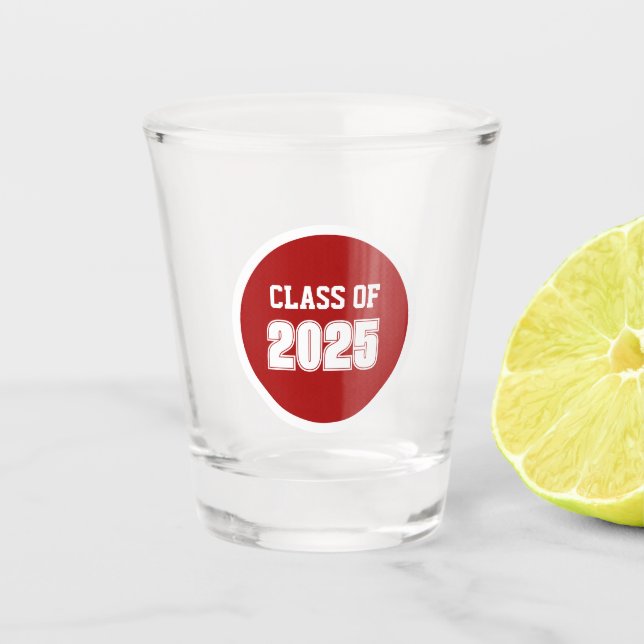 Red and White School Colors Class Year Schnapsglas (Vorderseite)