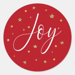 Red and White Script Join Gold Glitzer Shiny Stars Runder Aufkleber