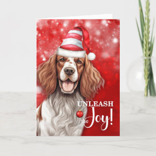 Red and White Setter Hund entleash die Freude Weih Feiertagskarte