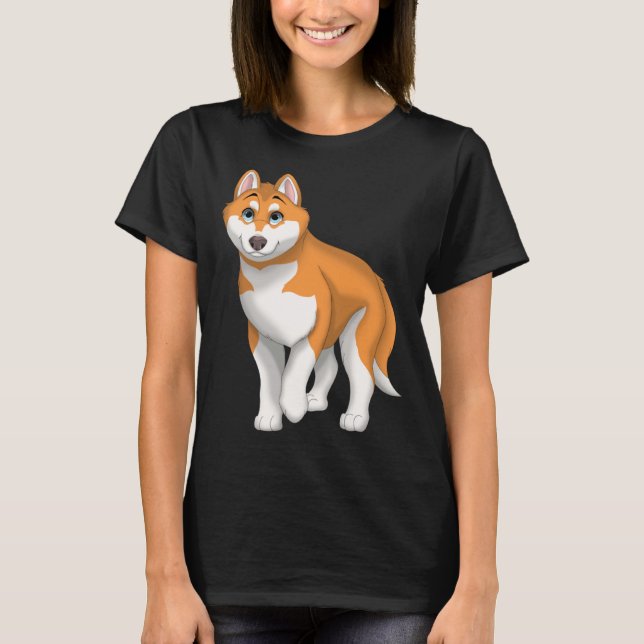 Red and White Siberian Husky Dog with Blue Eyes T-Shirt (Vorderseite)