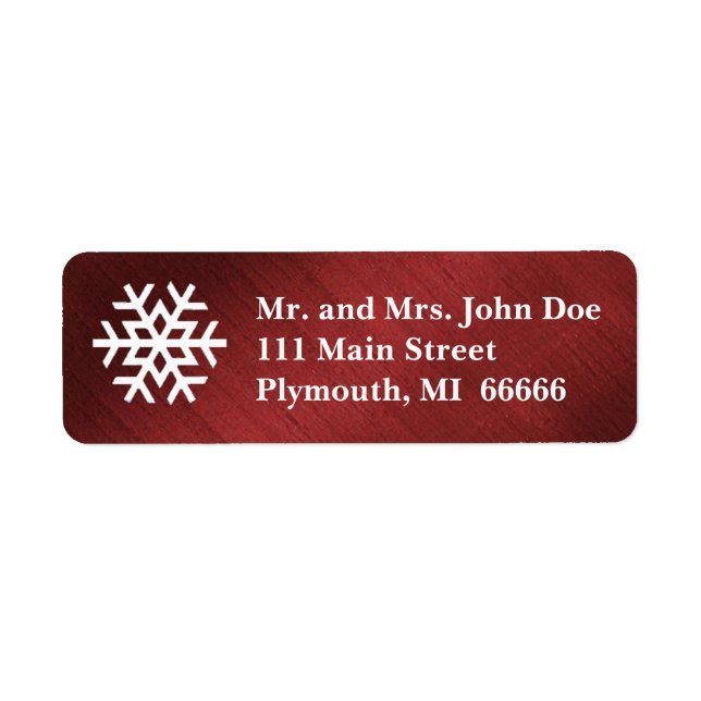 Red and White Snowflake Address Label (Vorne)