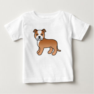 Red and White Staffordshire Bull Terrier Dog Baby T-shirt