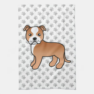 Red and White Staffordshire Bull Terrier Dog Geschirrtuch