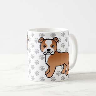 Red and White Staffordshire Bull Terrier Dog Kaffeetasse