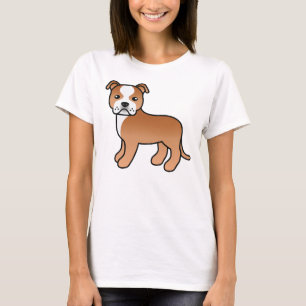 Red and White Staffordshire Bull Terrier Dog T-Shirt