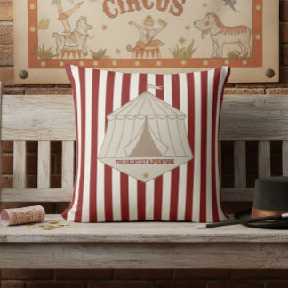 Red and White Striped Vintage Circus Tent Pillow Kissen