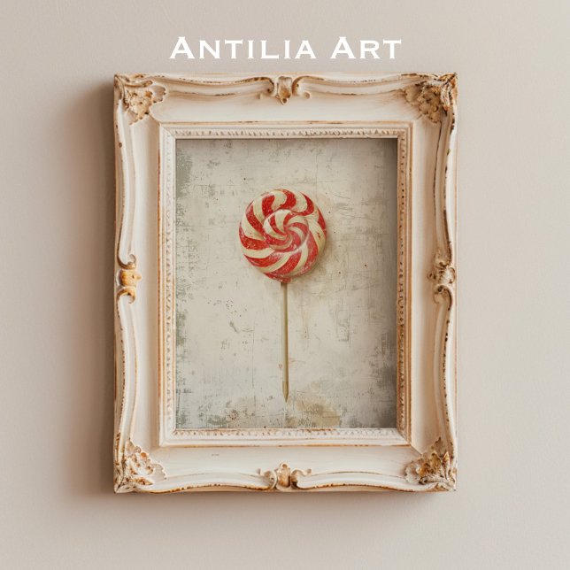 Red and White Swirl Lollipop Weihnachtscreme Poster (Von Creator hochgeladen)