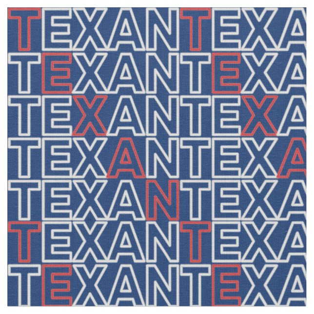 Red and White TEXAN Neon Blue Stoff (Nahaufnahme)