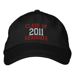 Red and White Text Class of 2011 Graduate Hat Bestickte Kappe