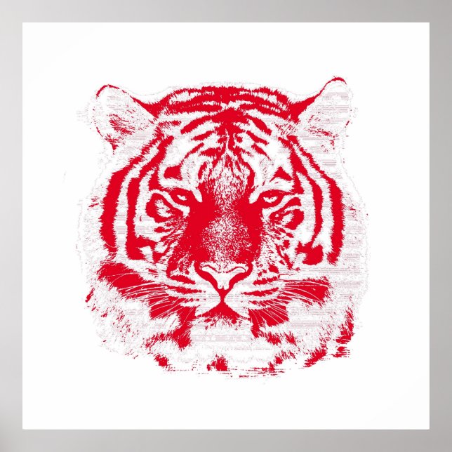 Red and White Tiger Face Poster (Vorne)