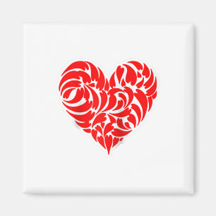 Red and White Tribal Heart Tattoo Style Design Spa Magnet