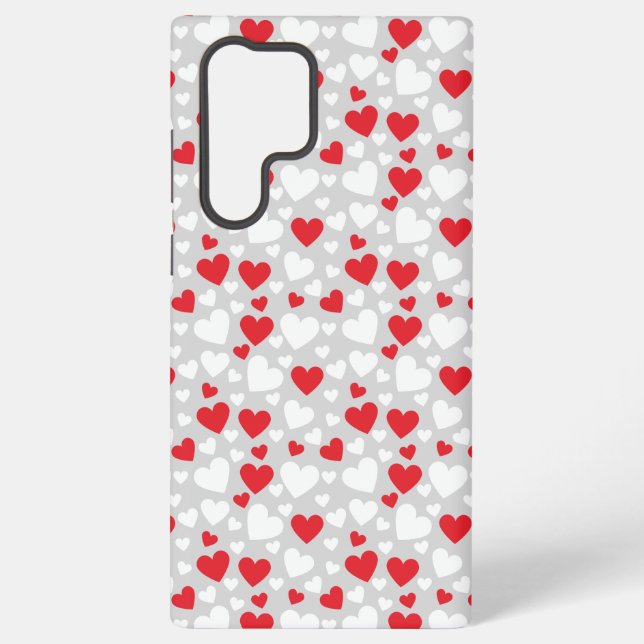 Red and White Valentine’s Day Hearts Phone Case Samsung Galaxy Hülle (Rückseite)