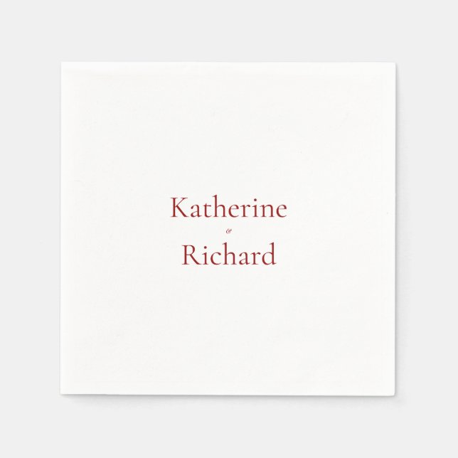 Red and White Wedding Cocktail Serviette (Vorderseite)