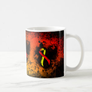 Red and Yellow Awareness Ribbon Grunge Heart Coffe Kaffeetasse