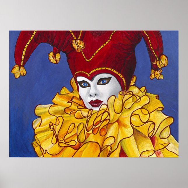 Red and Yellow Carnival Jester Print Poster (Vorne)