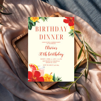 Red and Yellow Cocktail Birthday Dinner Party Einladung