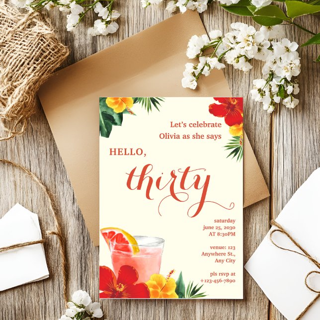 Red and Yellow Cocktail Birthday Party Einladung (Von Creator hochgeladen)