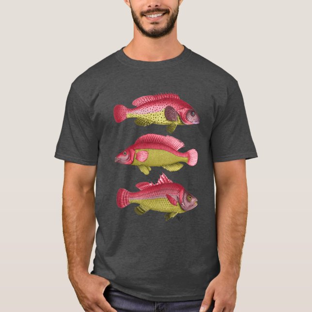 Red and Yellow Fantasy Fish Trio T-Shirt (Vorderseite)