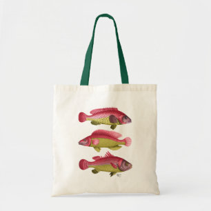 Red and Yellow Fantasy Fish Trio Tragetasche