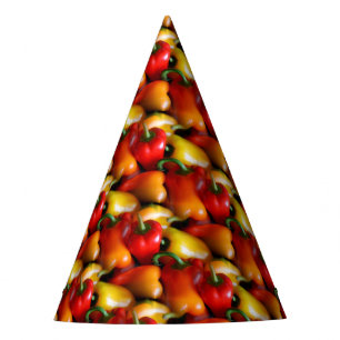 Red and Yellow Paprikaschoten Party Hat Partyhütchen