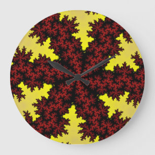Red and Yellow Snowflake Große Wanduhr